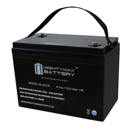 MIGHTY MAX BATTERY 6-Volt 200 Ah Rechargeable Sealed Lead Acid  Battery ML200-6